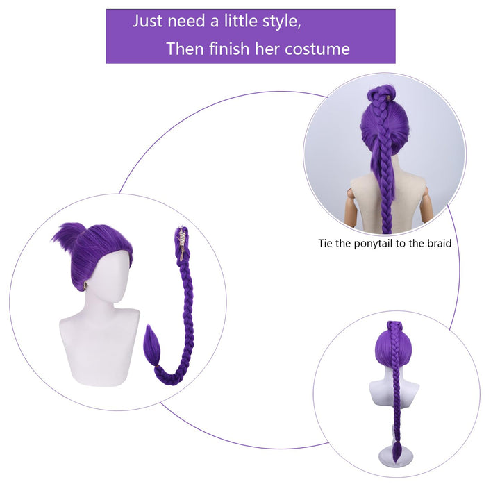 Purple Braid Wig Kids Girls Light Purple Wig Long Braids Wigs Hair Cosplay Costume Party Wigs