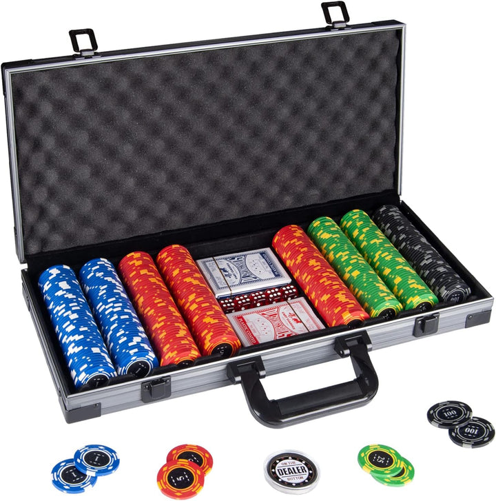 Poker Chips,500Pcs Poker Chip Set with Aluminum Travel Case,11.5 Gram Poker Set for Texas Holdem Blackjack Gambling