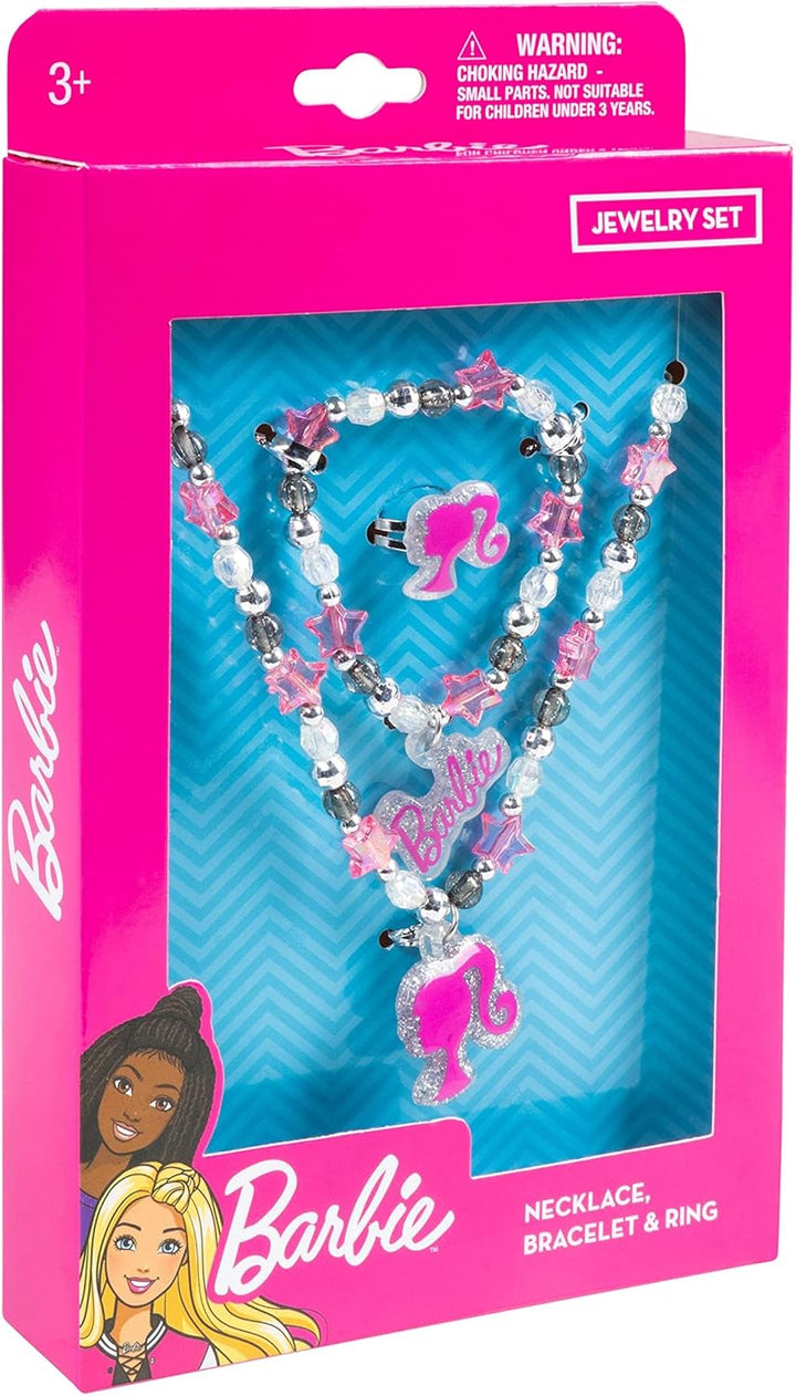 Girls Jewelry Set - Dress up 3 Piece Toy Jewelry Box Set with Bead Necklace, Bracelet and Ring - Play Accessories - Ages 3+, No Gemstone