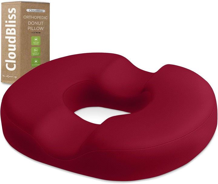 Donut Pillow Seat Cushion Chair Pad for Tailbone Pain Relief and Hemorrhoids, Memory Foam Seat Chair Cushion for Postpartum Pregnancy, Seat Cushions for Men and Women for Home & Office, (Black)