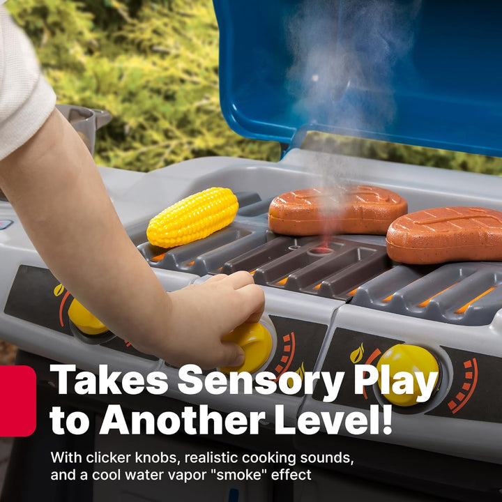 Sizzle & Smoke BBQ Grill Kids Playset, Indoor/Outdoor Kitchenette, Interactive Play with Sounds, Made of Durable Plastic, Includes 15 Piece Toy Accessories, for Toddlers 3+ Years Old