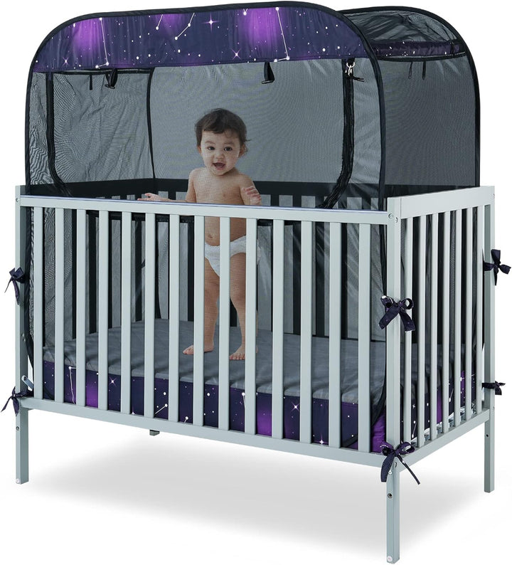 Portable Baby Crib Net Safety Mesh Tent,Pop up Infant Mosquito Net, See through Canopy Netting Cover for Baby&Toddler to Keep Baby from Climbing Out.
