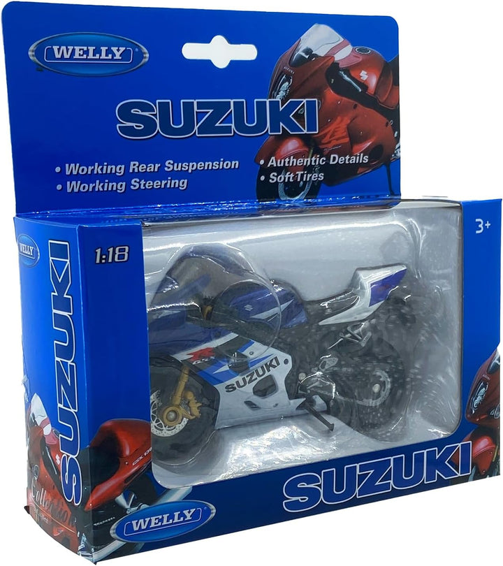 Die Cast Motorcycle Blue Suzuki GSX-R750, 1:18 Scale