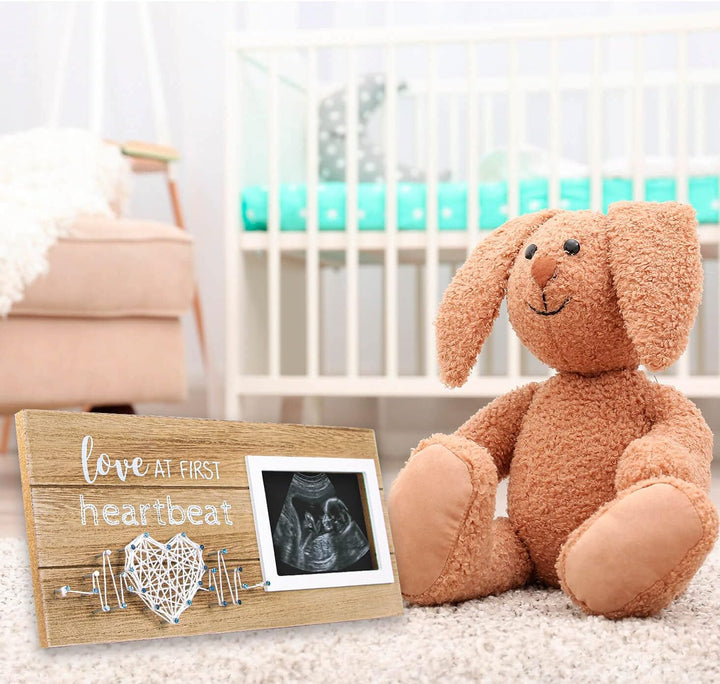 New Mom Gifts - Pregnancy Announcements Baby Gender Reveal Gifts - Love at First Heartbeat Sonogram Picture Frame for Standard 4" X 3" Ultrasound Photo
