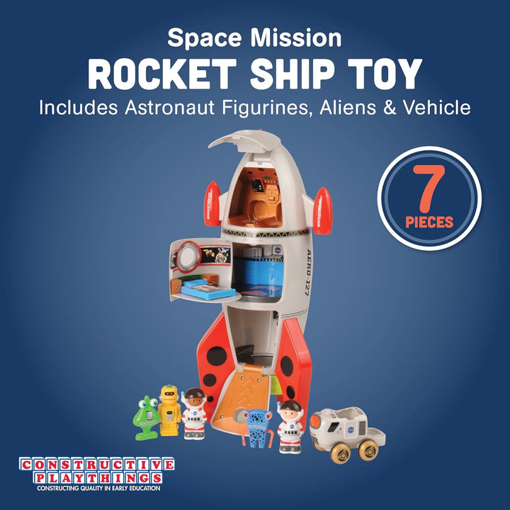 Space Mission Rocket Ship Toy, Includes Astronaut Figurines, Aliens and Vehicle, Space Gifts, STEM Toddler Toys for Kids 3 Years and Older, 16.7"