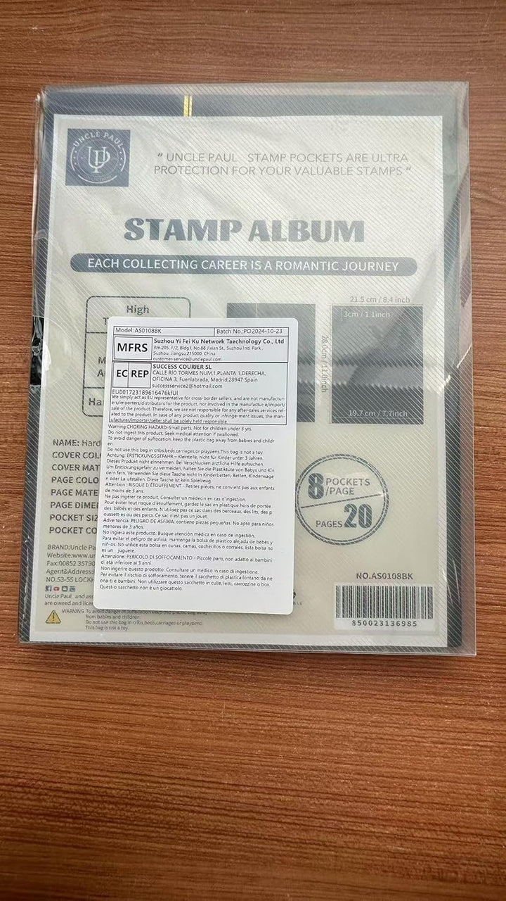 Stamp Albums 160 Pockets - Stockbooks with 30X197Mm Sleeves, 10 Double Sided Black Page with Leatherette Padded Black Cover, Collection Storage Folder for Paper Money Postage Stamps AS0108BK
