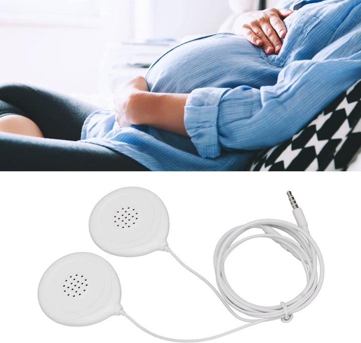 Prenatal Belly Headphone, Baby Heartbeat Monitor Pregnancy Prenatal Belly Speakers Music Splitter 12 Sticker Prenatal Belly Headphone Pregnancy Headphone for Women Mother White