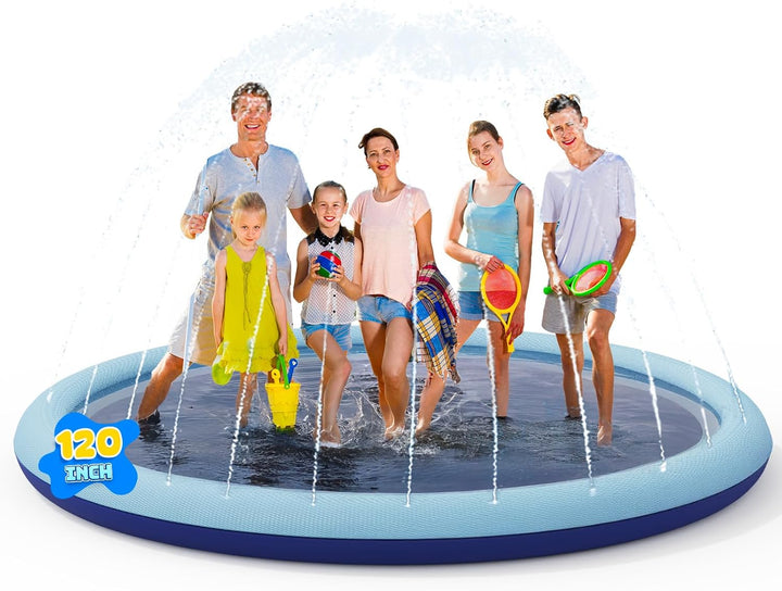 Splash Pad for Kids and Dogs, Non-Slip Sprinkler Pad Thicken Pool Summer Outdoor Water Toys, Backyard Fountain Play Mat for Baby Toddlers Boys Girls Pet(67Inch)