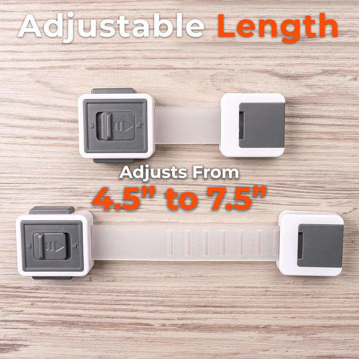 2-Pack Child Proof Fridge Lock with Adhesive - Adjustable Baby Proofing Straps - Refrigerator Lock for Kids - Freezer Latch to Keep Door Closed - for Toddlers, Cats, & Dogs - Universal Compatibility