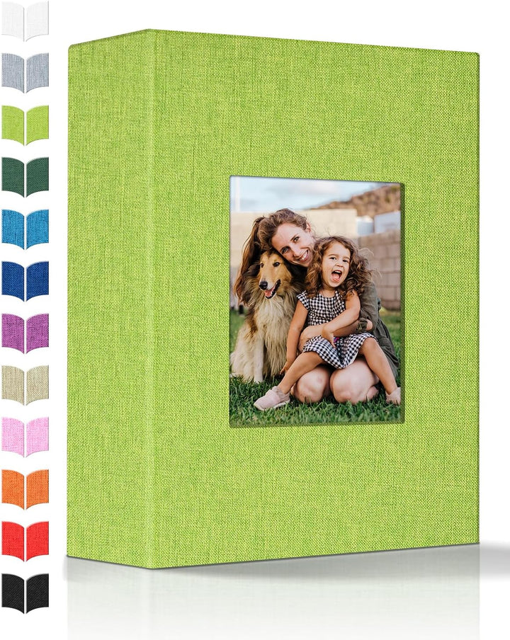 Photo Album 4X6 with 300 Pockets,Slip-In Picture Albums,Linen Cover Memory Book with Front Window,White Page Vertical Photo Book for Wedding,Family,Anniversare,Baby,Vacation