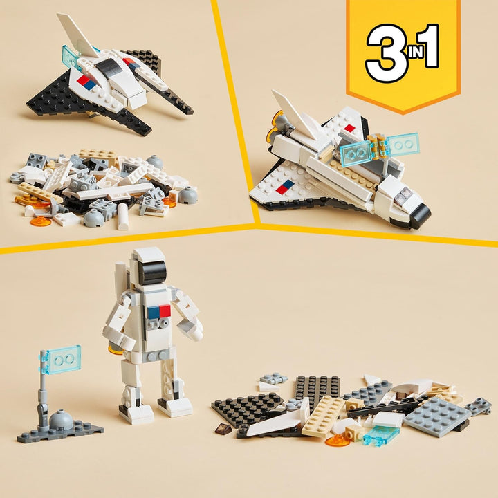 Creator 3 in 1 Space Shuttle Toys - Space Toys Building Set for Boys & Girls, Ages 6+ - Option to Build 2 Spaceships or Astronaut - Educational Gift for Kids Birthday & Holidays - 31134