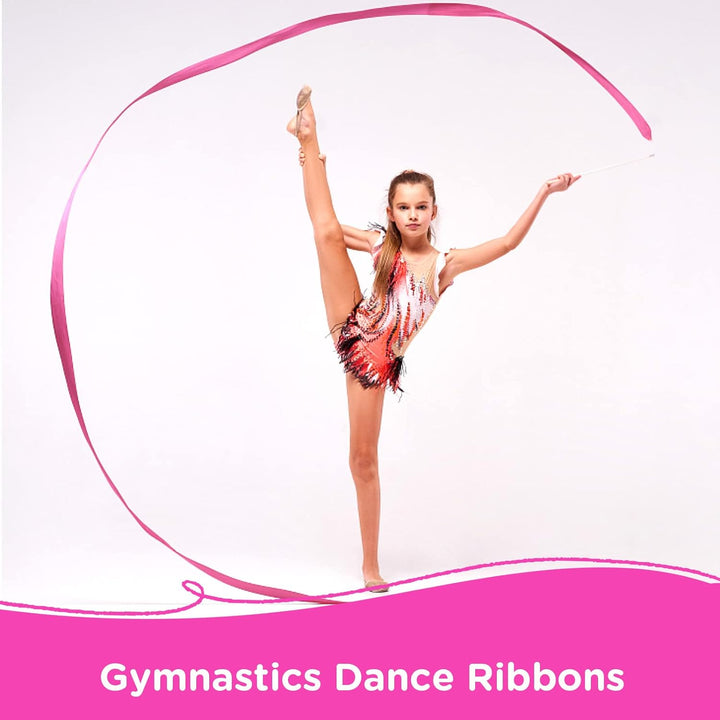 12PCS Rainbow Dance Wands Ribbon Streamers for Kids Gymnastics Rhythmic Dancing Twirling Sticks Silks Wands for Girls Circus Carnival Birthday Party Favors Rewards Gift