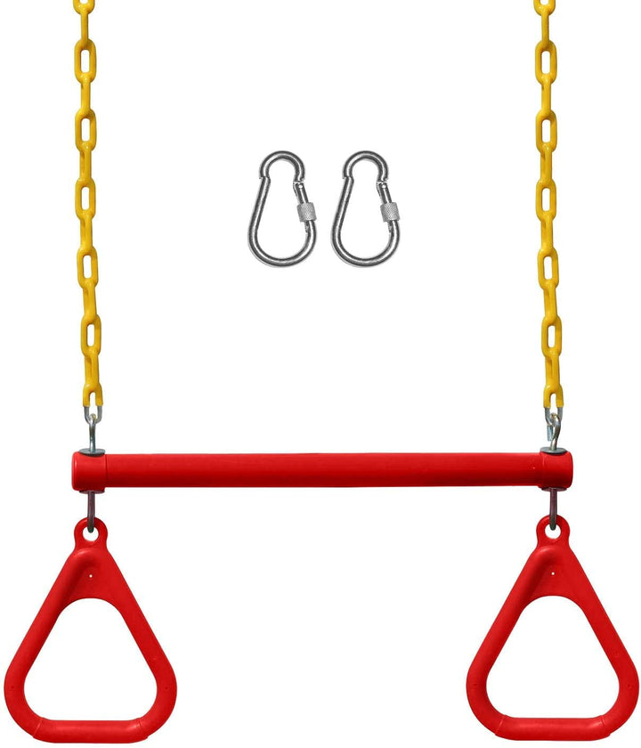 Swing Sets for Backyard, Monkey Bars & Swingset Accessories - Set Includes 18" Trapeze Swing Bar & 48" Heavy Duty Chain with Locking Carabiners - Outdoor Play Equipment (Green)