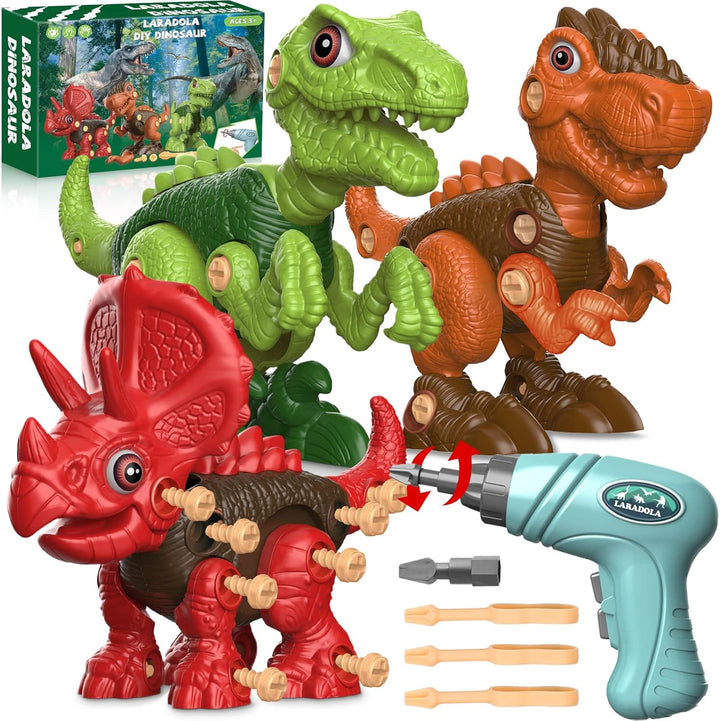 Dinosaur Toys for 3 4 5 6 7 8 Year Old Boys, Take Apart Dinosaur Toys for Kids 3-5 5-7 STEM Construction Building Kids Toy with Electric Drill, Party Christmas Birthday Gifts Boys Girls