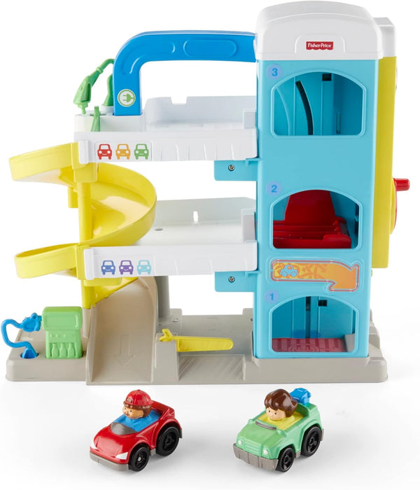 Little People Toddler Toy Helpful Neighbor’S Garage Playset with Spiral Ramp & 2 Cars for Pretend Play Ages 18+ Months​