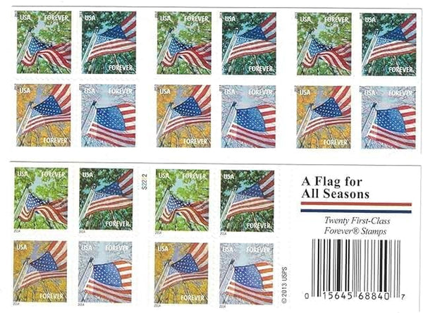 Forever Stamps a Flag for All Seasons - Book of 20 Postage Stamps