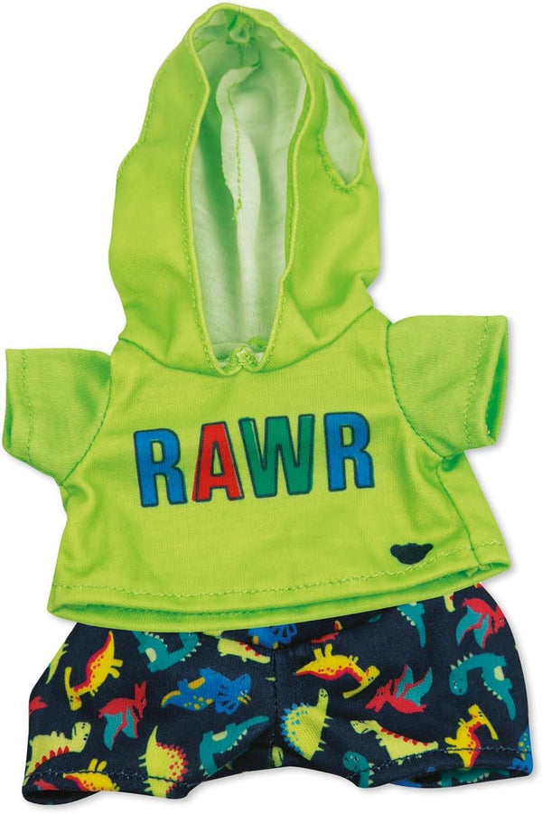 MINI Build-A-Bear Workshop Green Rawr Toy Clothes Pack. 4 Mix-And-Match Toy Outfits Includes Pajamas, Cute Hoodies, Summer Styles | for Kids Aged 3+. Suitable for 9” MINI Bears ONLY