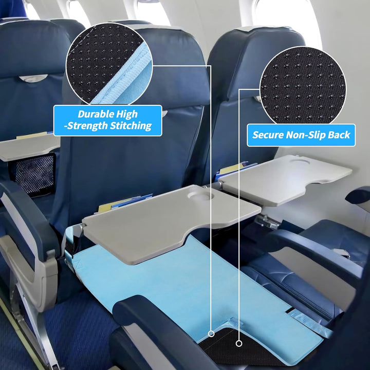 Toddler Airplane Bed, Portable Kids Airplane Seat Extender, Airplane Travel Essentials for Toddlers, Comfortable Footrest for Kids, Must-Have Toddler Travel Bed for Flights (Blue)