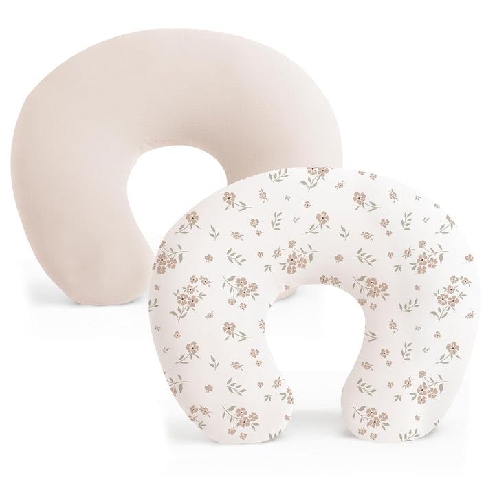2 Pack Nursing Pillow Covers, Stretchy and Soft Nursing Cover for Breastfeeding, Pillow Slipcover for Baby Girls Boys Newborn (Pink Spring, Pink)