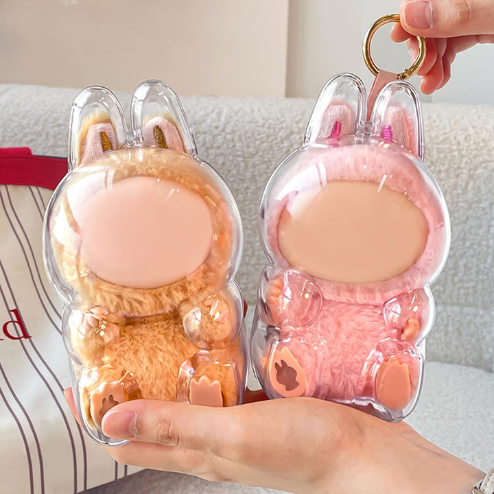 Protective Case for LABUBU, High Clear Case Cover for Labubu Have a Seat, Acrylic Display Box with Keychains (Doll Not Include)