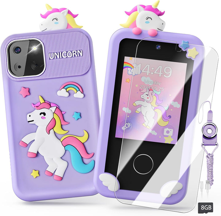 Kids Smart Phone Toys for Boys,Dinosaurs Gift Toys for Boys Ages 3-9 Christmas Birthday Gifts Mini Smart Phone Toys with 2.8" Touchscreen 16 Learning Games Dual Camera Music Player, 8G SD Card