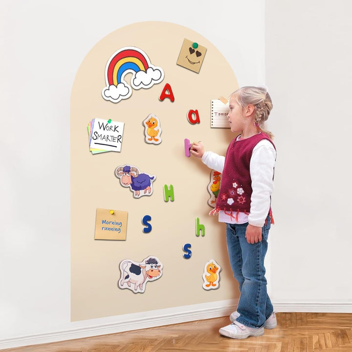 Magnetic Wall Decal Arch, 31" X 39" Magnetic Chalk Board Sticker for Kids, Playroom, Home（Taupe Pink）