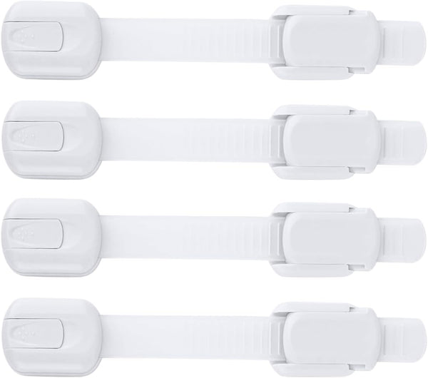Child Safety Strap Locks (4 Pack) Baby Proof Cabinets, Drawers, Fridge, Toilet & Trash Cans – 3M Adhesive Childproof Locks – Jool Baby