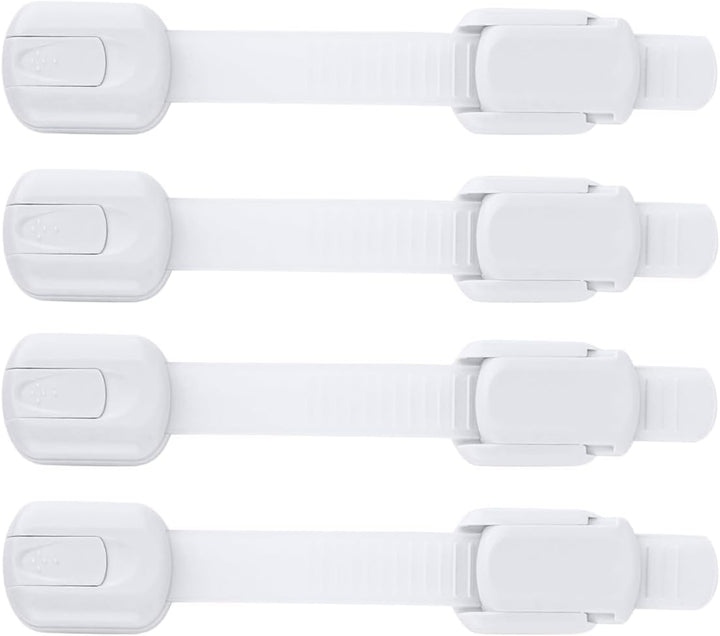 Child Safety Strap Locks (4 Pack) Baby Proof Cabinets, Drawers, Fridge, Toilet & Trash Cans – 3M Adhesive Childproof Locks – Jool Baby