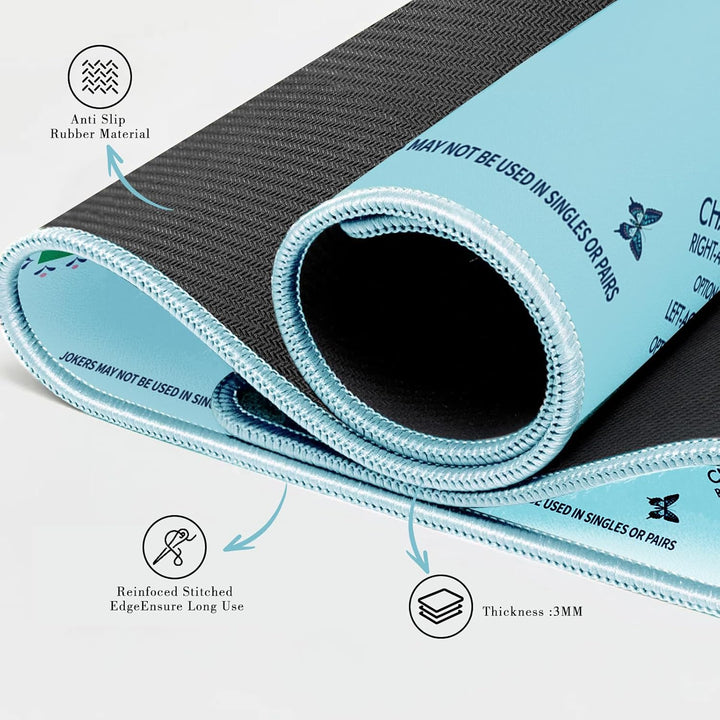 Turquoise Mahjong Mat with Lotus & Butterfly Artwork - 32.4X32.4 Inch Hand-Painted Style Rubber Mat, Zen Decor Waterproof Surface, Anti-Slip Foldable Design for Asian-Themed Game Nights