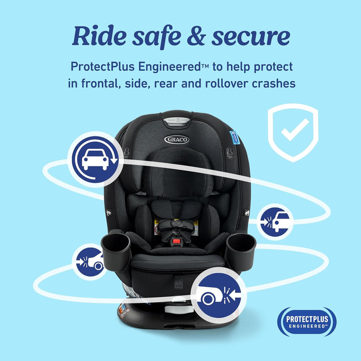Turn2Me 3-In-1 Rotating Convertible Car Seat, Cambridge, Featuring Headrest and Harness Adjust, Easy Installation and Steel Reinforced Frame
