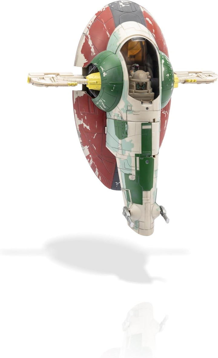 Star Wars Micro Galaxy Squadron Boba Fett'S Starship (Ep 5) - 7-Inch Vehicle with Flight Display Stand and Three 1-Inch Micro Figure Accessories