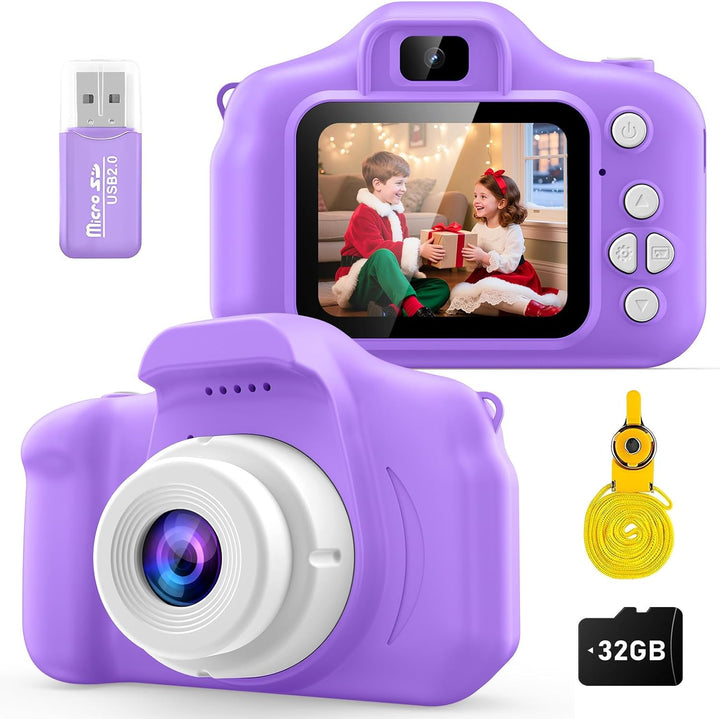 Kids Camera Toys Christmas Birthday Gifts for Boys and Girls Kids Toys 3 4 5 6 7 8 9 Year Old HD Digital Video Camera for Toddler with 32GB SD Card (Blue)