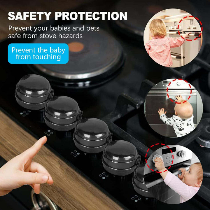 Gas Stove Knob Safety Covers: 6Pcs Child Proof Stove Covers, Non-Universal Baby Proof Oven Knobs Locks for Only Height under 1.65"