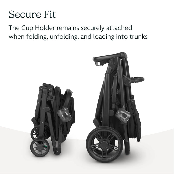 Cup Holder for Vista, Cruz, Minu Strollers - Quick, Intuitive Attachment + Removal - Securely Holds Various Size Beverages - BPA Free + Dishwasher Safe - Folds Attached