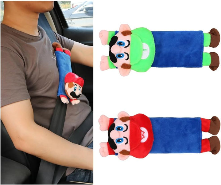 Car Seat Belt Covers for Kids-Cute Plush Safty Belt Protector Cushions Shoulder Pads, School Bag Strap Covers, Baby Carriage Strap Covers, 2 Pieces