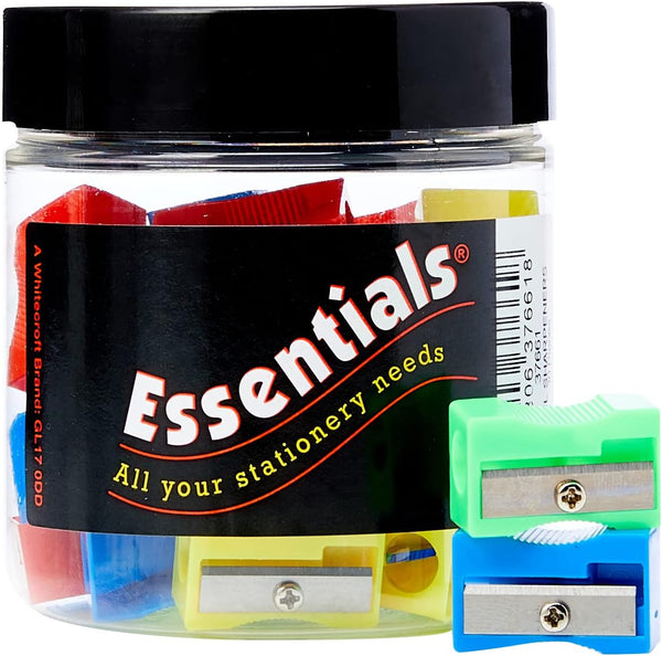 Stationery Tubs Plastic Pencil Sharpeners - Assorted Colours (Pack of 30)