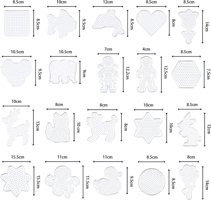 20 Pieces 5Mm Fuse Beads Pegboards Clear Animal Shape Plastic Pegboards Craft Tray with 20 Pieces Colorful Cards for Kids DIY Craft Beads