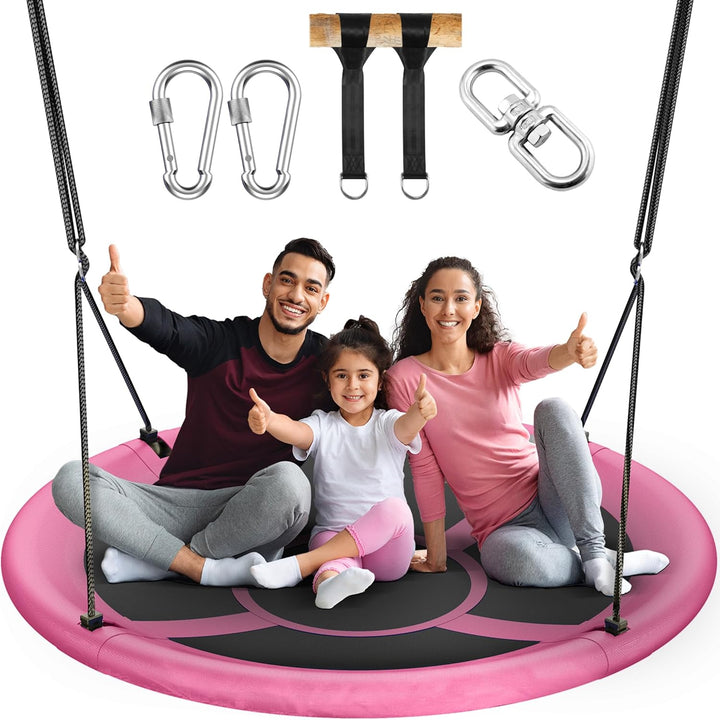 43" Saucer Tree Swing for Kids Adult, 700Lbs Weight Capacity, Waterproof Flying Saucer Swing with Adjustable Hanging Straps, Swing Seats for Backyard Outdoor Indoor Playground, Blue