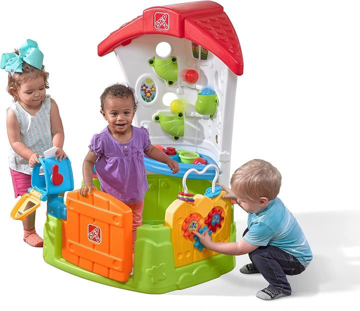 Toddler Corner House, Kids Playhouse, Indoor/Outdoor Playset, Play Gym with Kitchenette, Includes 15 Piece Toy Accessories, Made of Durable Plastic, for Toddlers 1+ Years Old