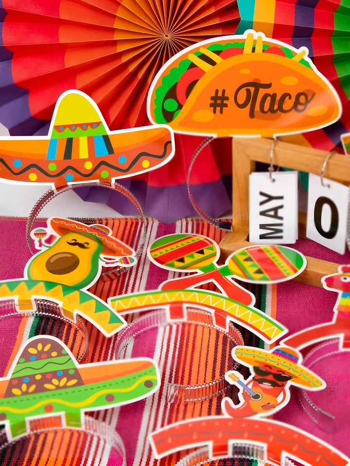 Sombrero Party Hats, Mexican Sombrero Headbands, Colorful Cardboard Cinco De Mayo Headbands, Fiesta Sombrero Headbands