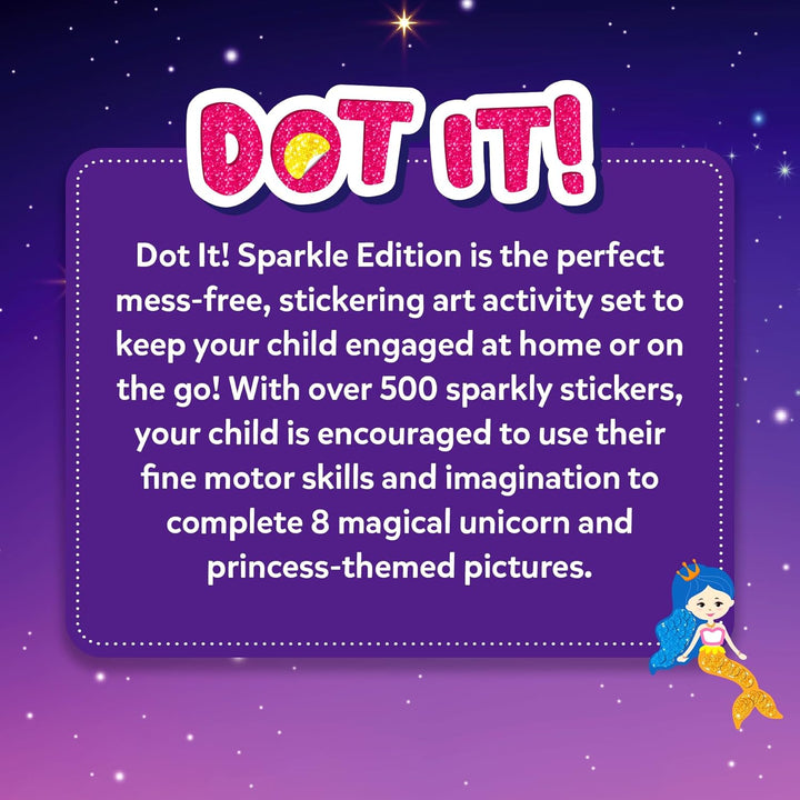 Dot It Sticker Art - Unicorns & Princesses, 500+ Sparkly Stickers, Mess-Free Fun for Kids, DIY Scrapbooking Craft Kits, Travel Toys, Gifts for Ages 3, 4, 5, 6, 7