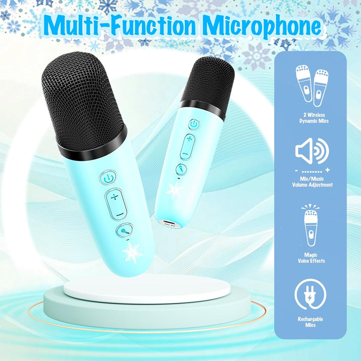 Frozen Toys for Girl Gift Kids Karaoke Machine Toys Princess Toys 3 4 5 6 7 8 9 10 Year Old Girl Birthday Gifts Kids Toys,Mini Karaoke Machine with 2 Wireless Microphones
