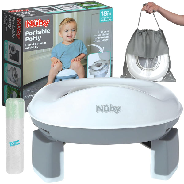 On-The-Go Portable Potty Seat - Travel Toilet Seat for Boys and Girls 18+ Months - Includes Storage Bag and Disposable Potty Liners - Toddler Travel Essentials - Toddler Potty Training Toilet