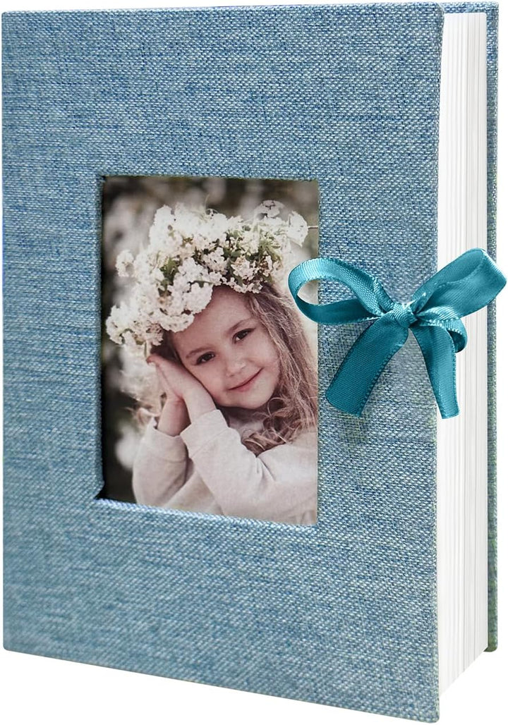 Photo Album 4X6 100 Pockets, Linen Cover Top Loader Vertical, Slip-In Picture Grey Pockets Albums for Wedding, Family, Anniversary, Baby, Vacation