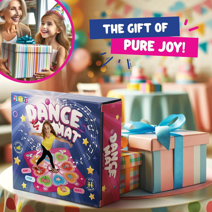 Dance Mat for Kids - Best Birthday Gifts for Girls & Boys Electronic Dance Game Toy for Kids, Adjustable Volume, 5 Levels - Dance Pad with LED Lights & Built-In Music for Ages 3-12 Years Old