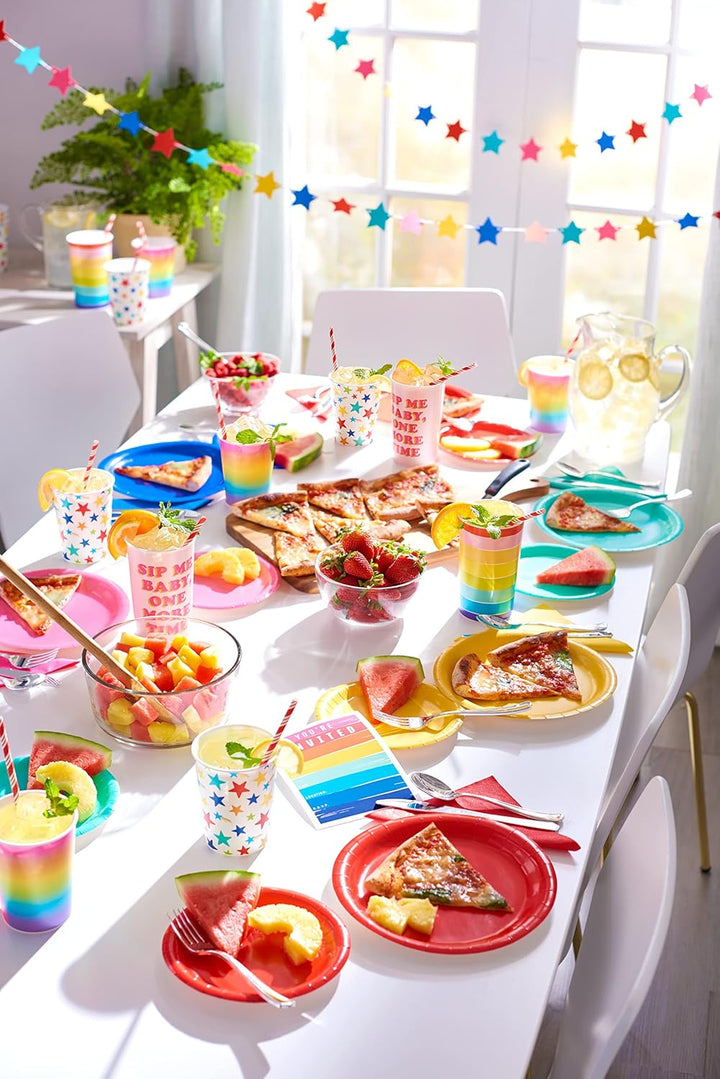 50-Count 9 In. X 9 In. Rainbow Paper Dinner Plates