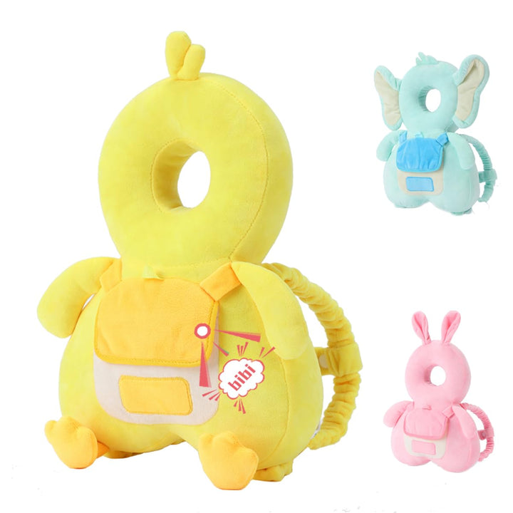 Baby Head Protector Backpack with Squeaker, Knee Pads, Anti-Slip Socks, Yellow Lion Sets