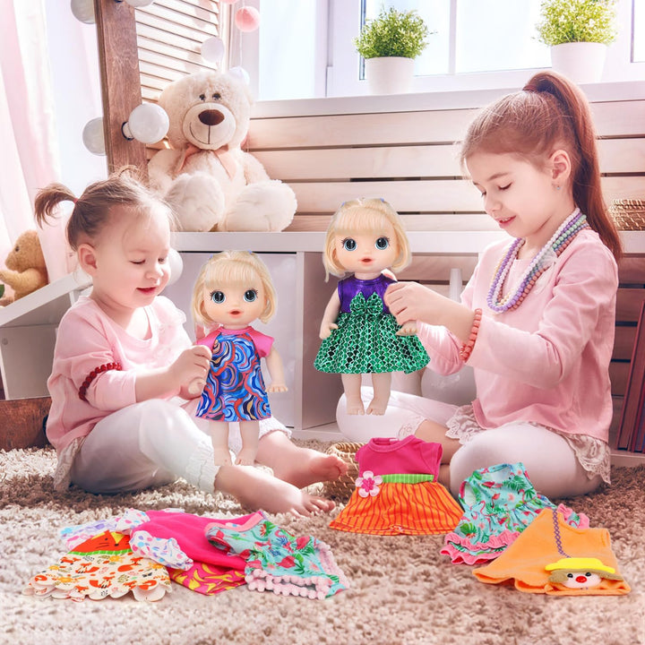 10 Set Alive Baby Doll Clothes, Doll Clothes for 10-12 Inch Girl Dolls Outfits Accessories Include Cute Jumpsuit, Skirts