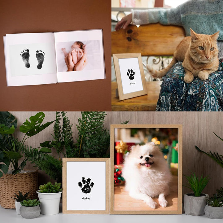 Baby Hand and Footprint Kit, Paw Print Kit for Dog Cats, 6 Inkless Print Pads, 12 Imprint Cards, Nose Print Stamp Pad for Dogs, Clean Touch Baby Footprint Kit, Pet Paw Ink Pad Family Keepsake