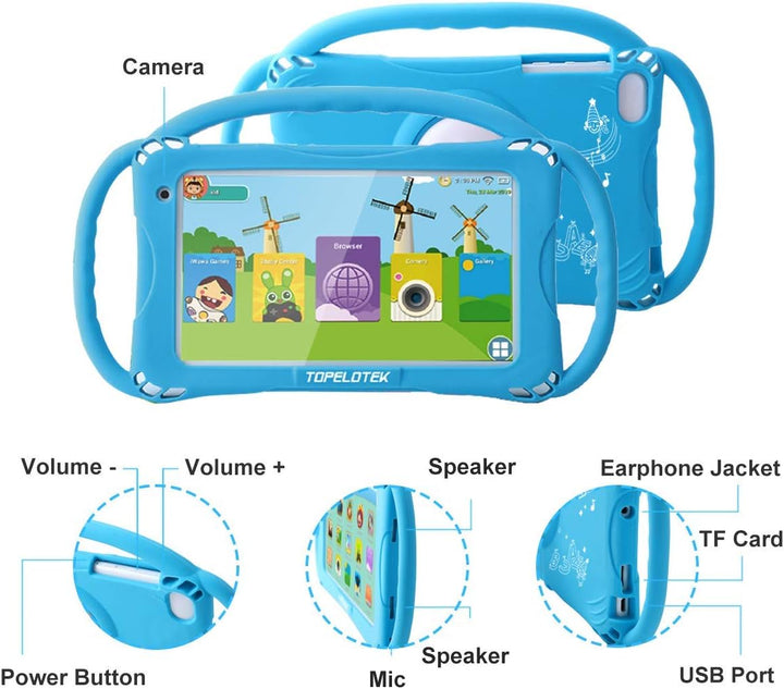 Kids Tablet 7Inch Tablet for Kids 3-7 with with Case Included, 32GB Storage, Parent Control, Education App, Wifi Camera, Netflix Youtube